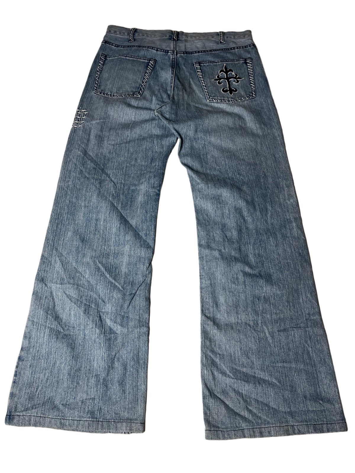 If Six Was Nine 33" Distressed Denim Embroidary Patches Jeans Size US 33 - 2 Thumbnail