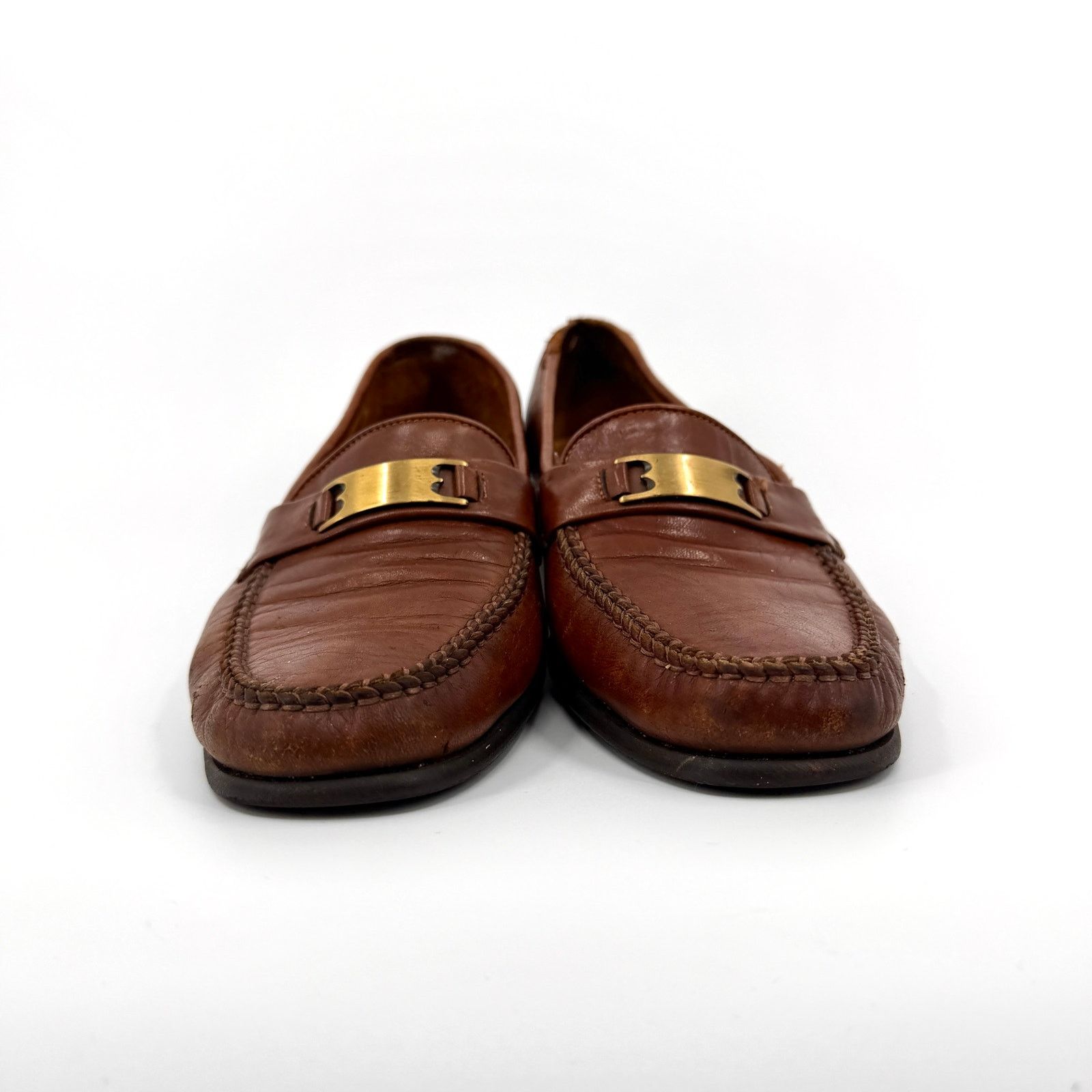 Bally Vintage 80s Italian Brown Leather Ruvera Gold Bit Loafers Size US 6.5 / EU 39-40 - 8 Thumbnail