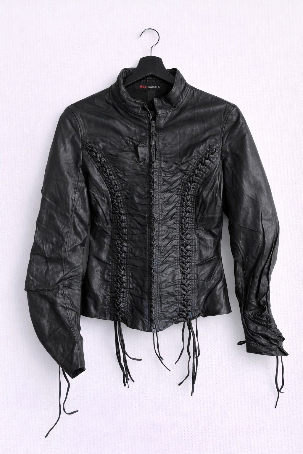 Genuine Leather Tilt Jeans Black Leather Lace-Up Corset Jacket Gothic Style Size S / US 4 / IT 40 - 1 Thumbnail