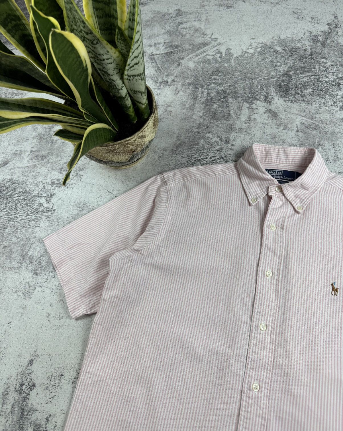 Polo Ralph Lauren Polo Ralph Lauren Yarmouth Cotton 14 1/2 Pink Button Striped Short Sleeve Shirt Size US M / EU 48-50 / 2 - 5 Thumbnail