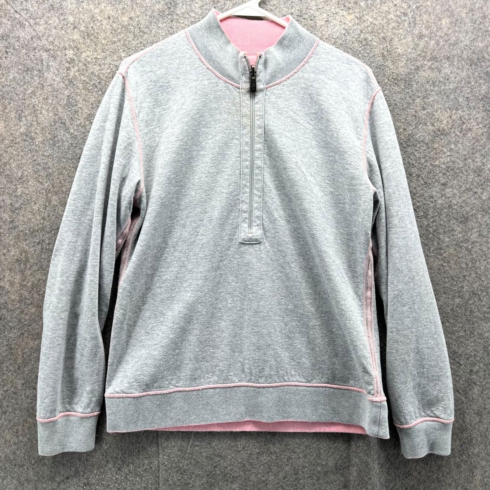 Tommy Bahama VINTAGE Tommy Bahama Sweater Womens Large Pink Reversible Half Zip Fleece Pullover Mock Neck 1/2 Zip Size L / US 10 / IT 46 - 3 Thumbnail