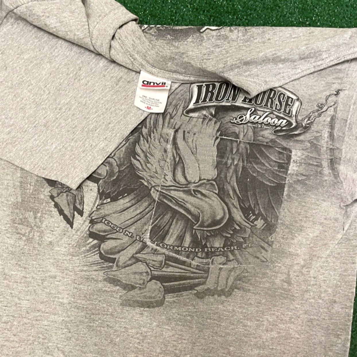 Vintage VINTAGE 90s Y2K Iron Horse Saloon Bike Week Biker Bar Eagle Shirt M Florida Mens Regular Gray Short Sleeve T-Shirt Size US M / EU 48-50 / 2 - 3 Thumbnail