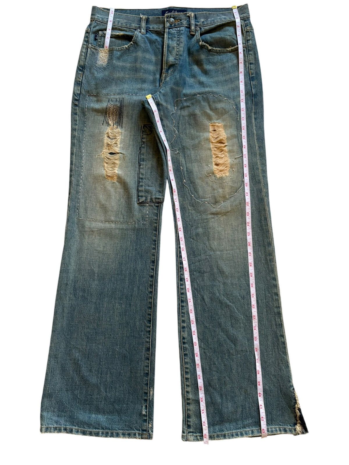 Japanese Brand Vintage Japanese Brand Mud Wash Patched Flare Jeans Size US 34 / EU 50 - 12 Thumbnail