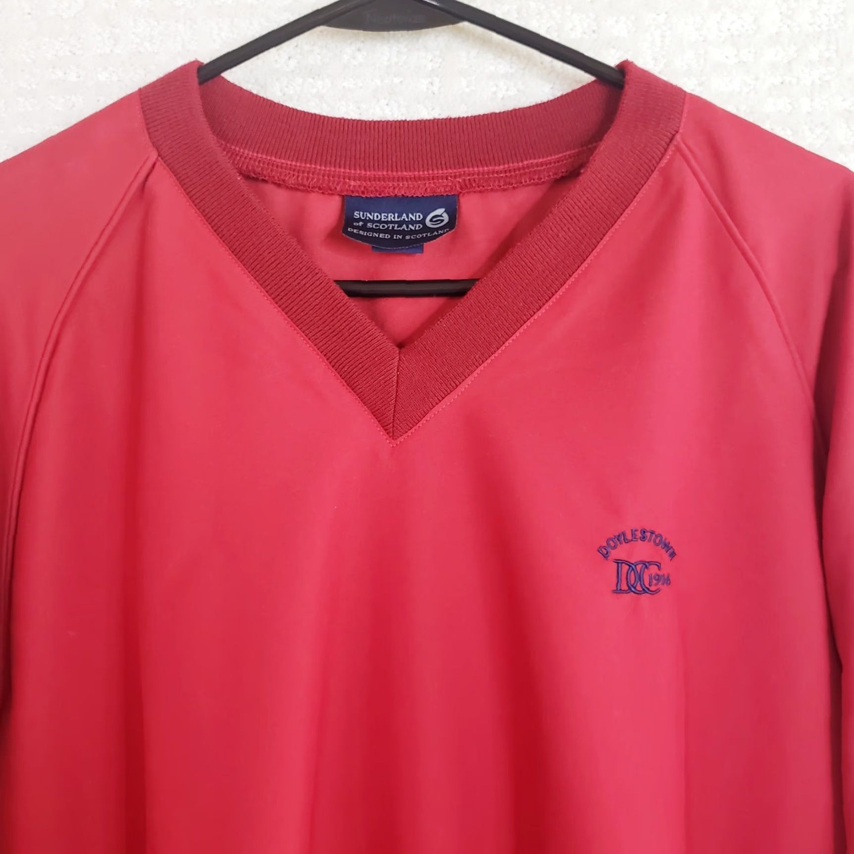 Rains Sunderland Of Scotland Men's L Jacket Windbreaker Golf Rain Pullover Red Nylon Vintage 90s Retro Logo Georgia Clr Mens Size US L / EU 52-54 / 3 - 3 Thumbnail