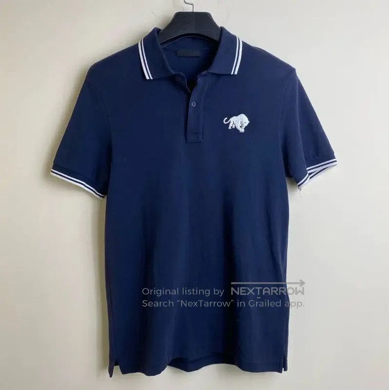 Prada Prada Summer Navy Blue Embroidered Polo Shirt. Size US M / EU 48-50 / 2 - 1 Thumbnail