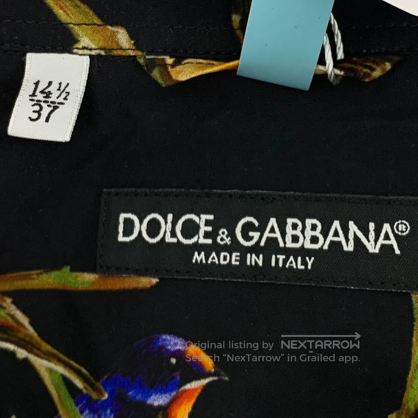 Dolce & Gabbana Dolce Gabbana size 37 Black Floral Bird Print Cotton Colla Size US M / EU 48-50 / 2 - 5 Thumbnail