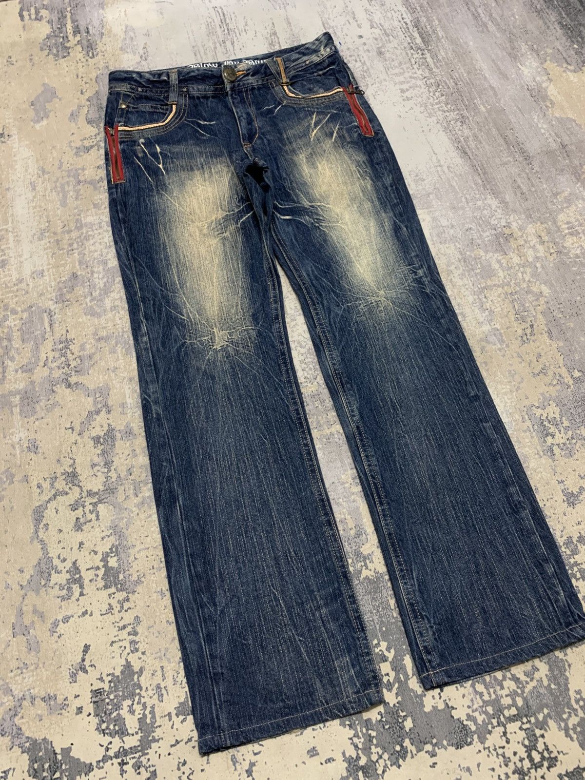 If Six Was Nine Blow by Blue Archive Y2K Faded Flare Straight Leg Jeans Size US 33 - 4 Thumbnail