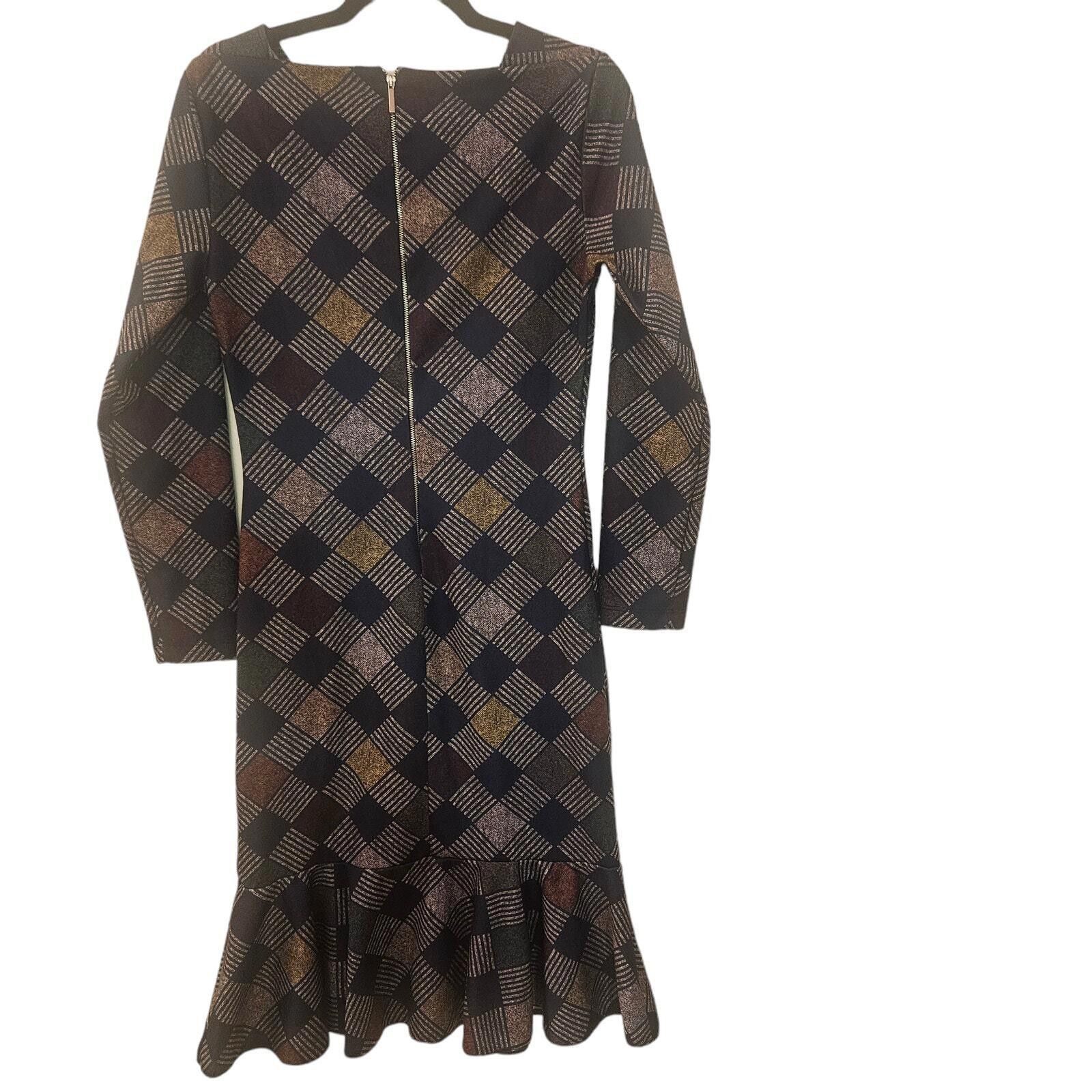 Venus Venus Plaid Peplum Hem Midi Dress Multicolor Size Medium Size M / US 6-8 / IT 42-44 - 2 Thumbnail