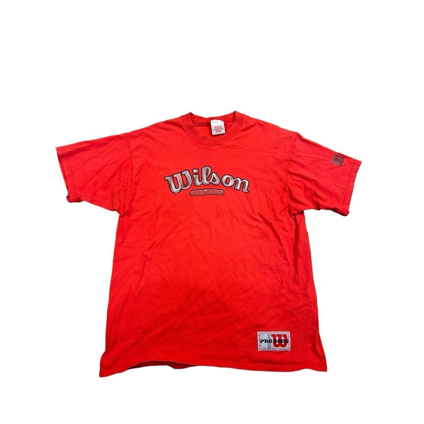 Vintage Vintage 1990s Wilson Athletics Red Tshirt NFL Size US L / EU 52-54 / 3 - 1 Thumbnail