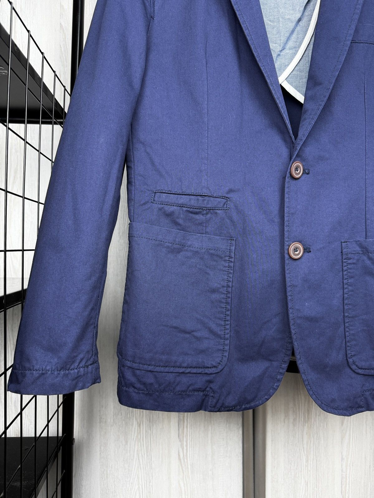 Jasper Conran Jasper Conran navy blue cotton half lined 2 buttons blazer Size 42R - 7 Thumbnail