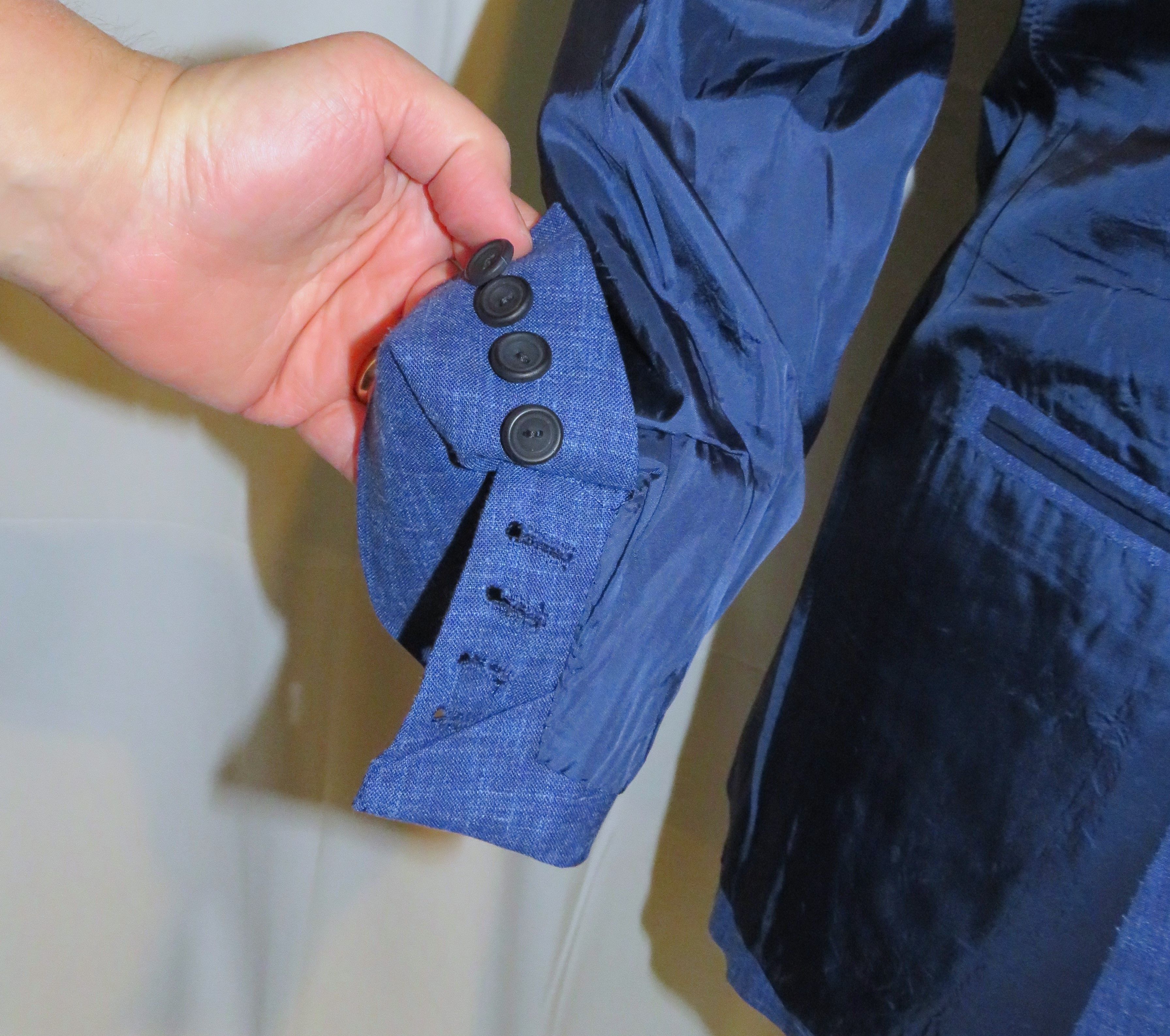 Huntsman Savile Row Bespoke Blue Melange One Button Sport Coat 36S Size 36S - 9 Thumbnail