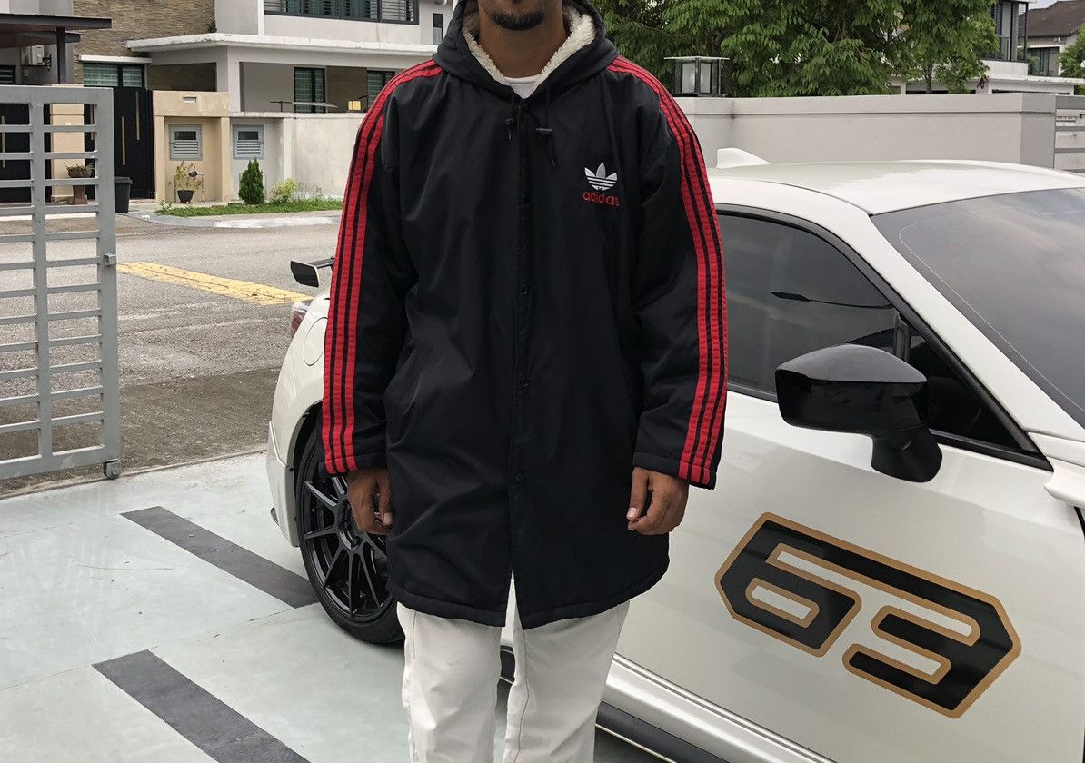 Adidas Vintage Adidas 3 Stripes Big Logo Lined Fleece Coach Jacket Size US L / EU 52-54 / 3 - 8 Thumbnail