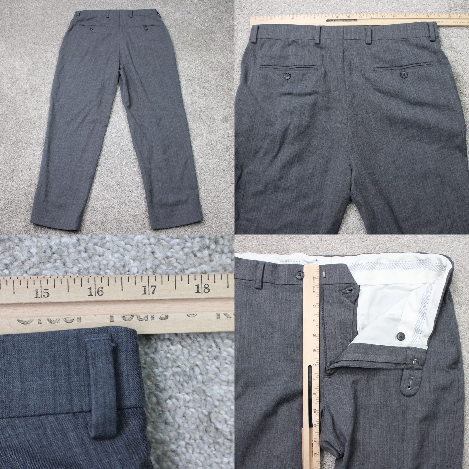 Joseph Abboud Joseph Abboud Pants Mens 34x28 Gray 100% Wool Flat Front Straight Leg Size US 34 / EU 50 - 8 Thumbnail