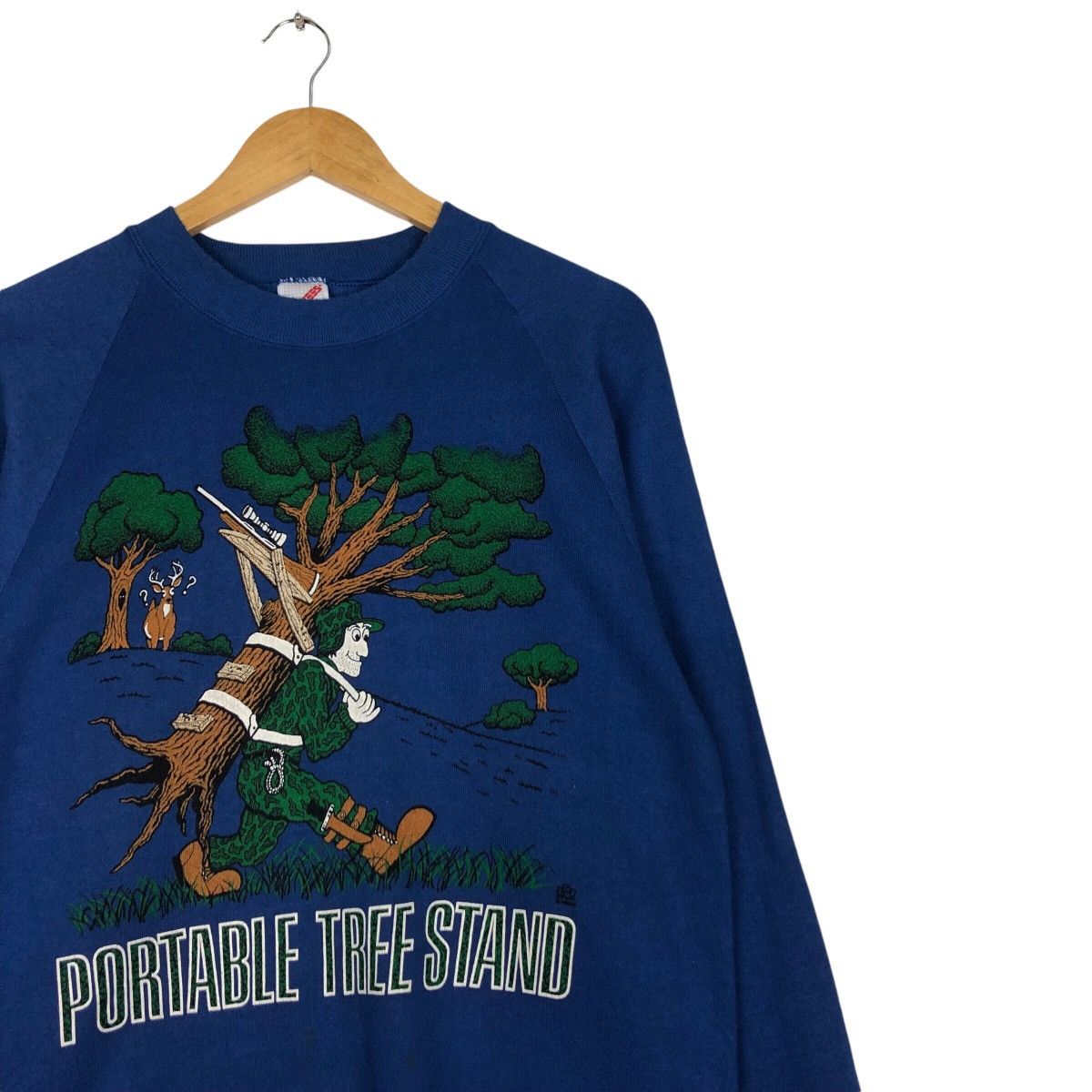 Japanese Brand × Jerzees × Vintage Vintage Portable Three Stand Sweatshirt Rare 90s Blue Size US S / EU 44-46 / 1 - 5 Thumbnail
