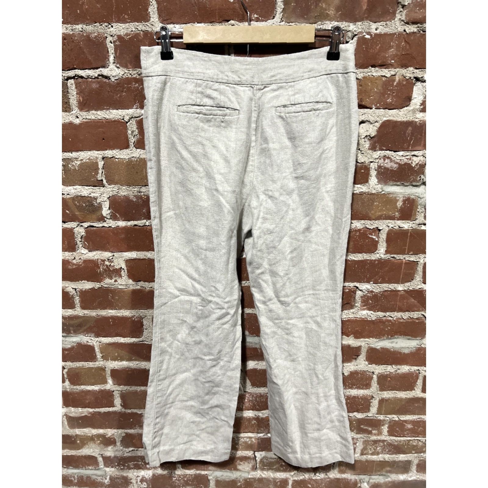 Ann Taylor Loft Womens 6P Pants Beige 100% Linen Boot Cut Julie Trouser High Rise Dress Pants Linen Beige 6P Petite Womens Bootcut Accessories Women Pants Size 28" / US 6 / IT 42 - 3 Thumbnail