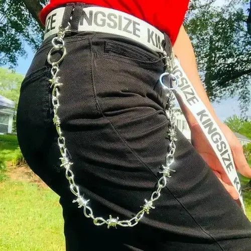 Jewelry Pants Trousers Key Chains in Silver, Men's