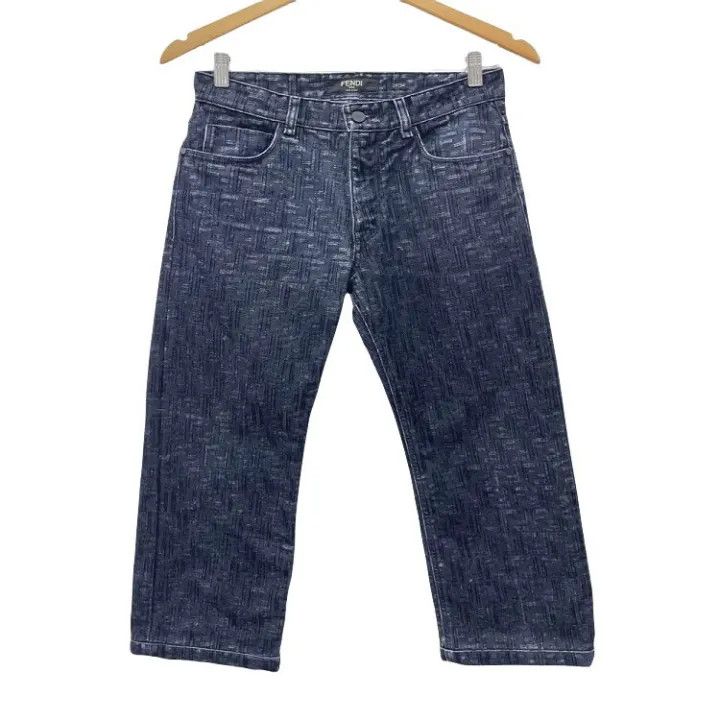 Fendi FENDI Blue Embroidered Denim Pants 0079 Size US 29 - 1 Thumbnail
