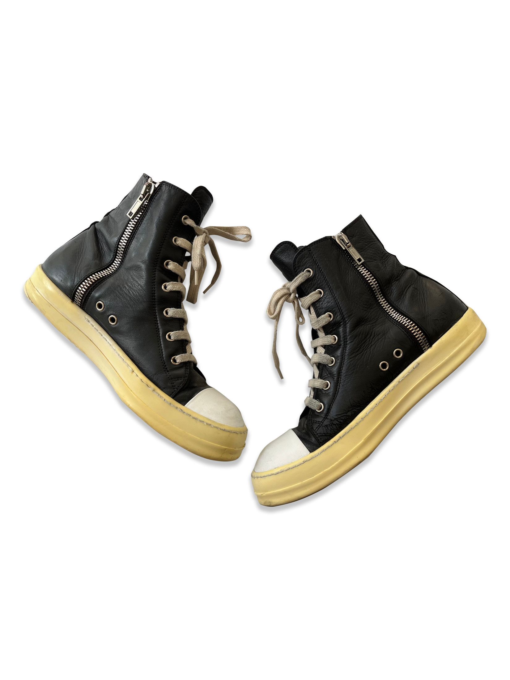 Rick Owens × Rick Owens Drkshdw SS14 Waxed Canvas High-Top