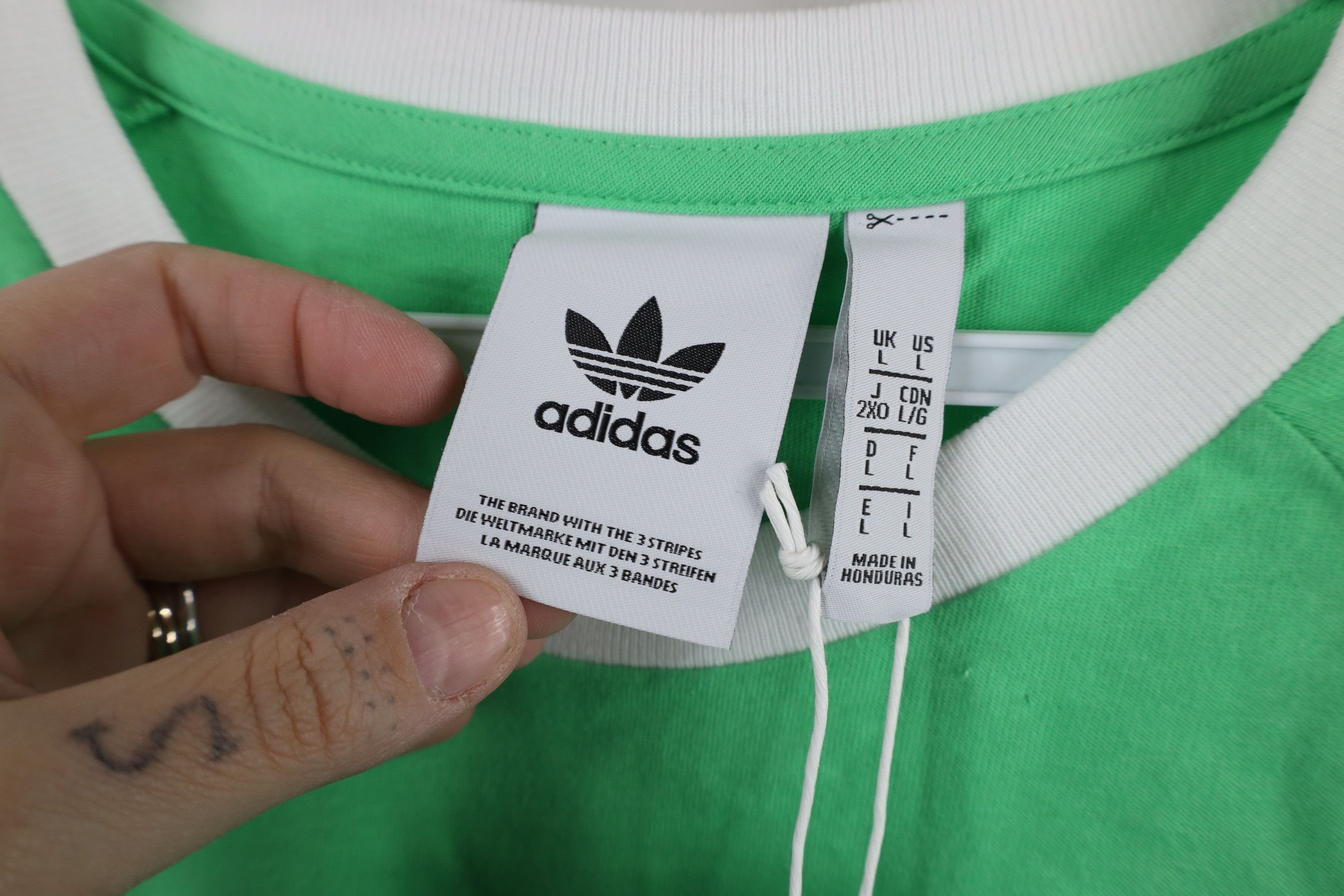 Adidas × Vintage New Adidas Trefoil Striped Short Sleeve Ringer T-Shirt Lime Size US L / EU 52-54 / 3 - 7 Thumbnail