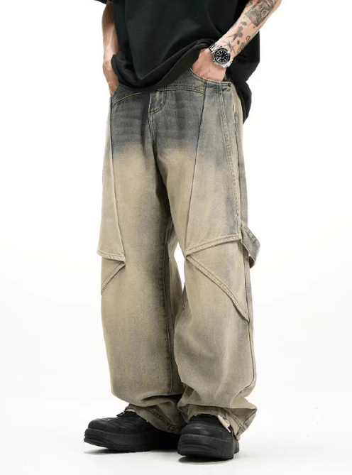 Japanese Brand × Jean Distressed washed men's loose straight cargo jeans Size US 32 / EU 48 - 1 Thumbnail