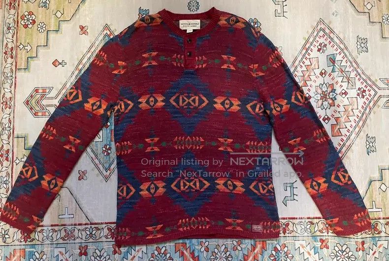 RRL Ralph Lauren RRL Ralph Lauren Henley collar striped long-sleeved Navajo Size US M / EU 48-50 / 2 - 2 Thumbnail