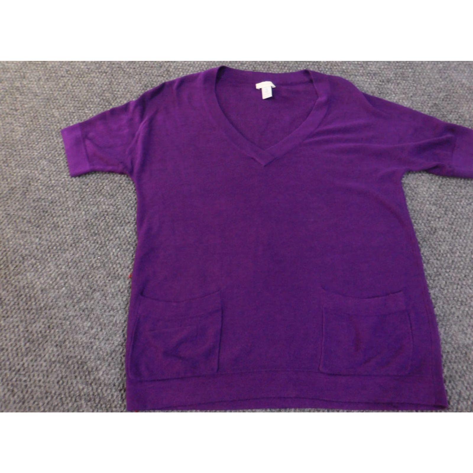 Vintage Chico's Purple Knit V-Neck Pullover Sweater Women Size 1 Regular Knit Stretch Pocket Modern Winter Size XS / US 0-2 / IT 36-38 - 3 Thumbnail