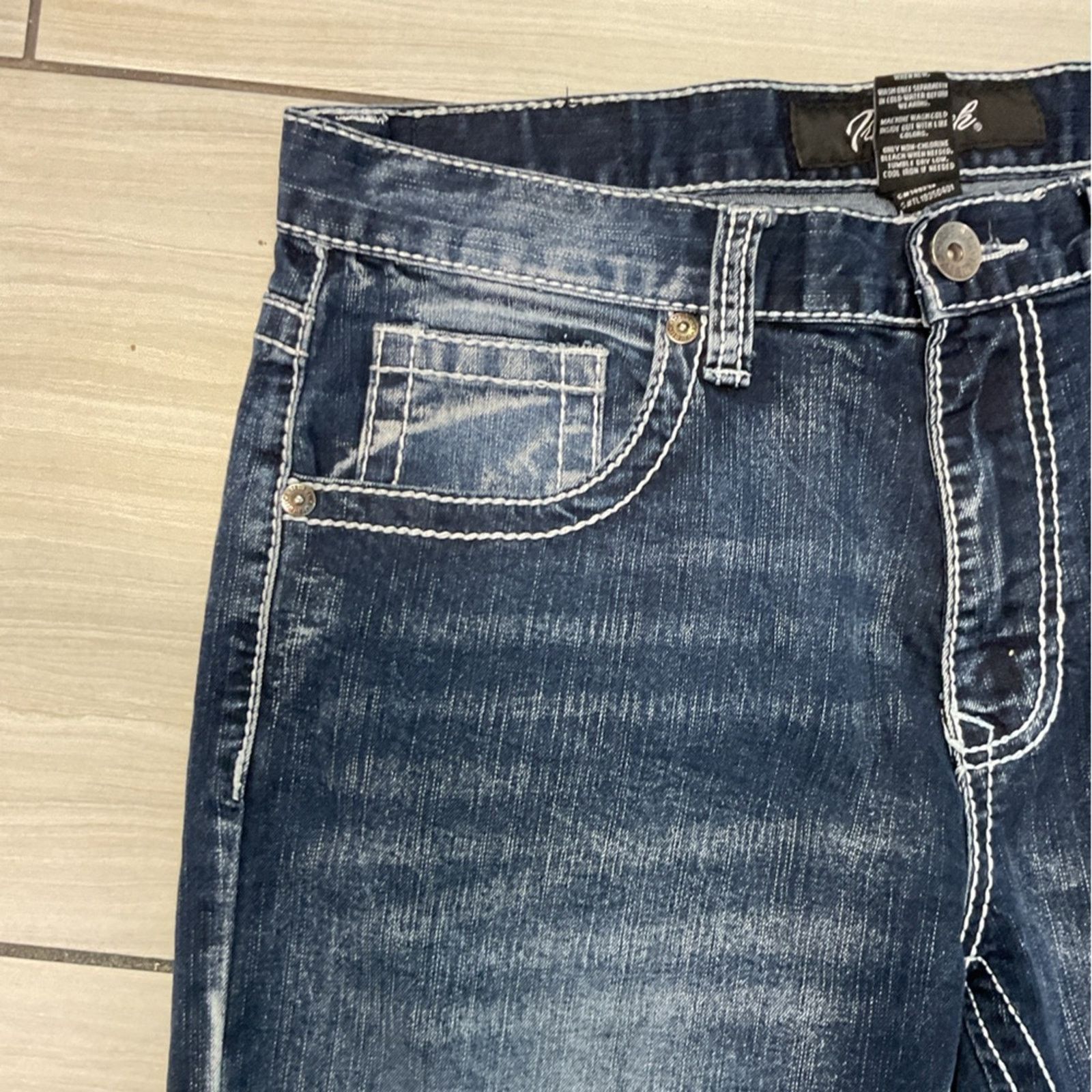 Vintage True Luck Men’s Dark Blue Denim Straight Jeans Size US 34 / EU 50 - 5 Thumbnail