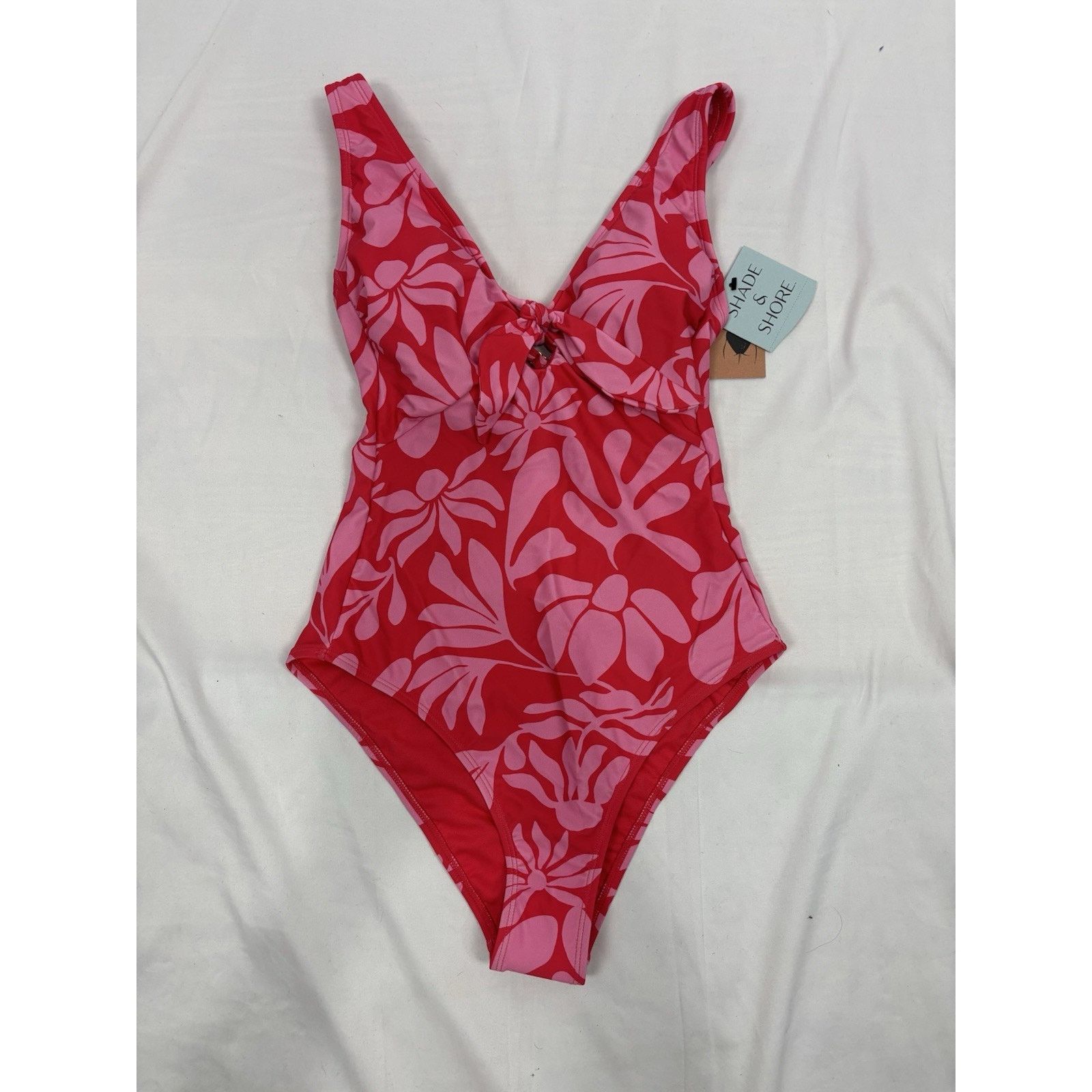 Target Basics Shade & Shore Red Pink High Leg Cheeky One Piece Swimsuit XS Size XS / US 0-2 / IT 36-38 - 2 Thumbnail