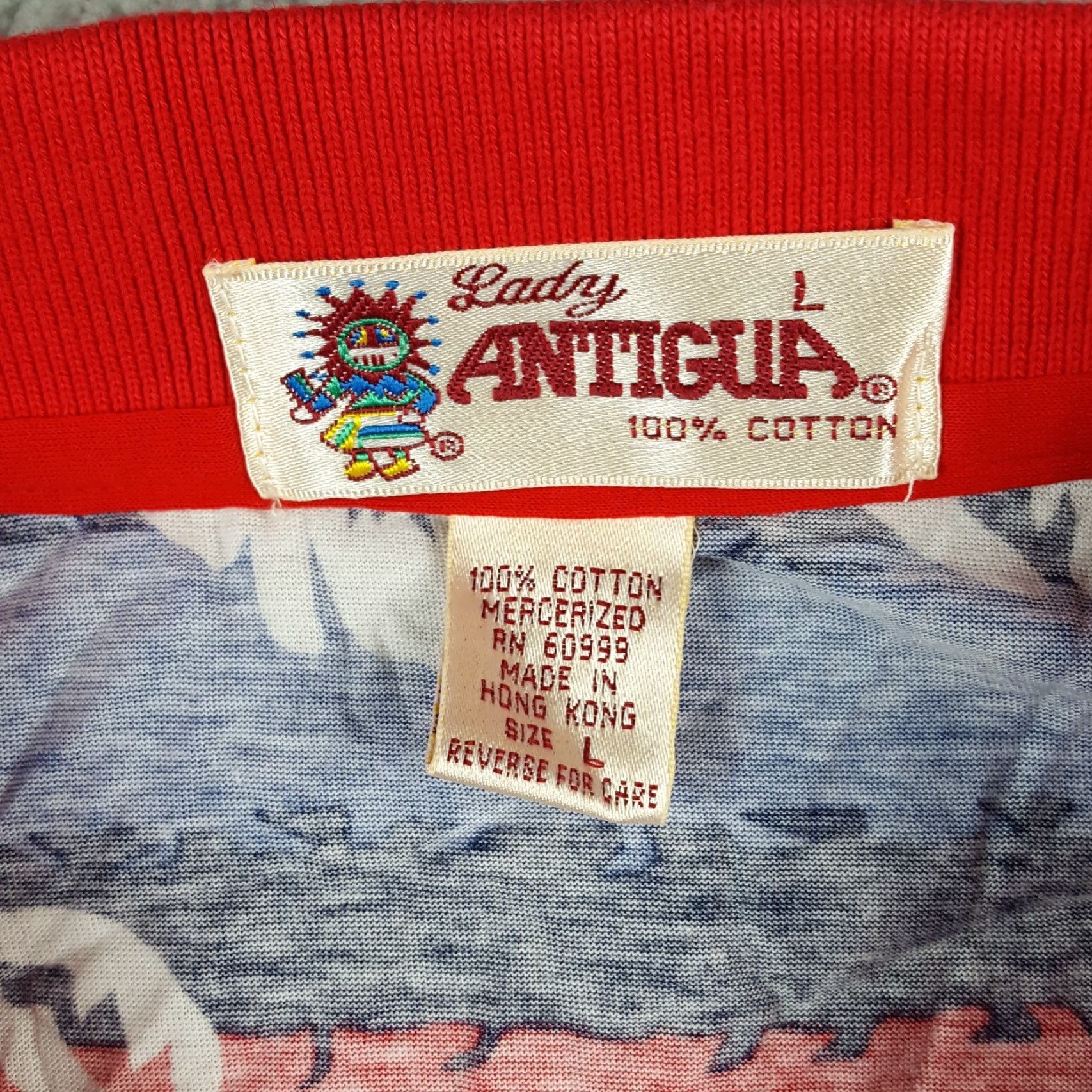 Vintage Vintage Antigua Polo Shirt Women Large Summer Beach Hawaiian 90s Tropical Cotton Size L / US 10 / IT 46 - 5 Thumbnail