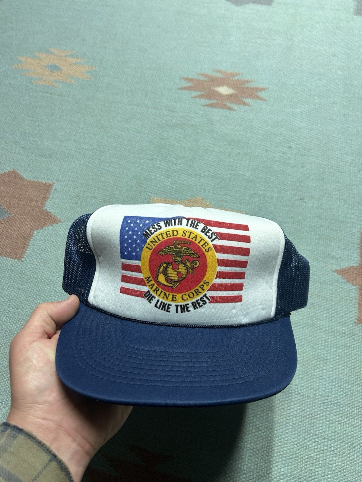 Vintage Vtg trucker hat USMC marines mess with the best die rest Size ONE SIZE - 2 Thumbnail