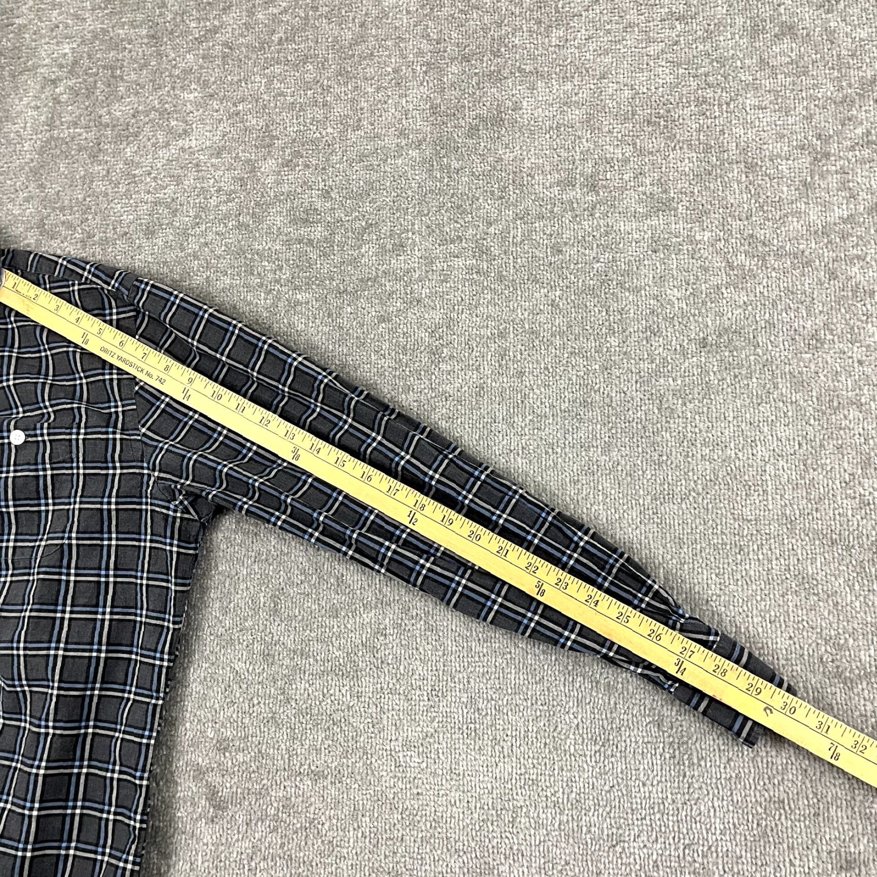 Todd Snyder TODD SNYDER Shirt Men L Gray Blue Plaid Button-Down Long Sleeve Preppy Dress Size 42R - 5 Thumbnail
