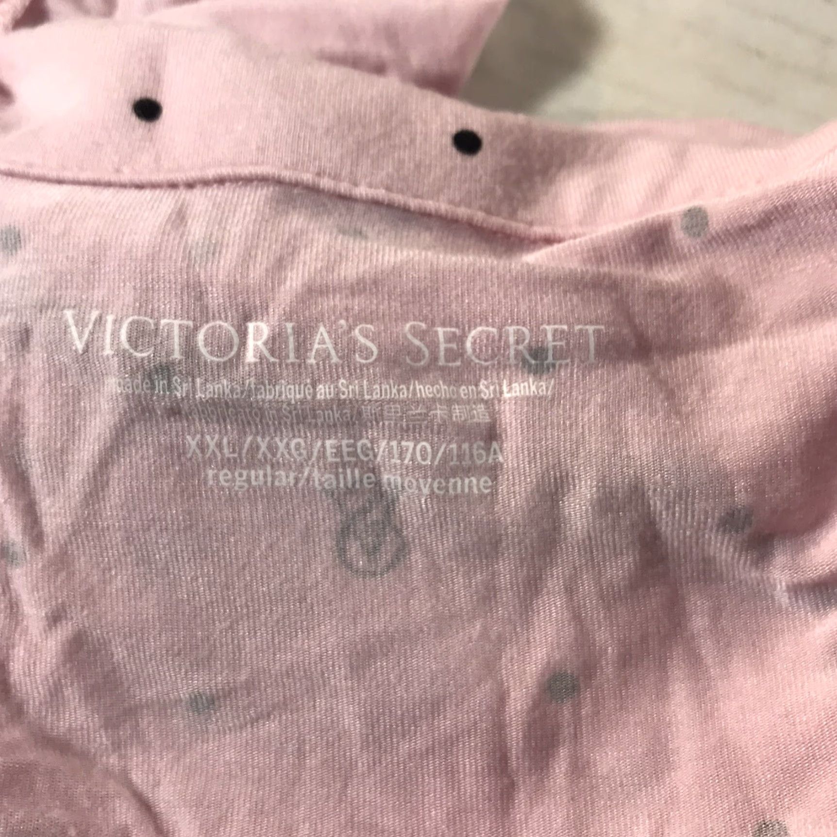 Vintage Victoria's Secret Pink Women's Pajama Set XXL Polka Dot Logo Long Sleeve Knit Fall Winter Size ONE SIZE - 6 Thumbnail