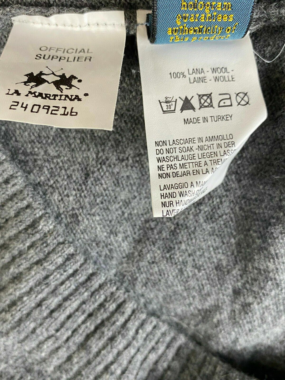 La Martina La Martina Grey Wool Geometric V-Neck Jumper Sweater Size L Size US L / EU 52-54 / 3 - 10 Thumbnail