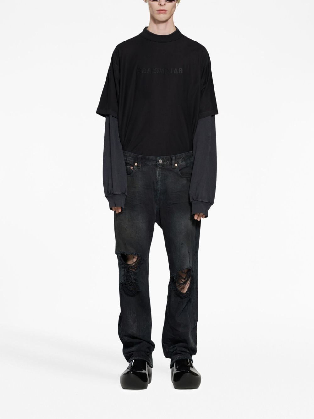 Balenciaga o1s1rm0925 Medium Fit Ripped Pants in Black Size US 34 / EU 50 - 2 Thumbnail
