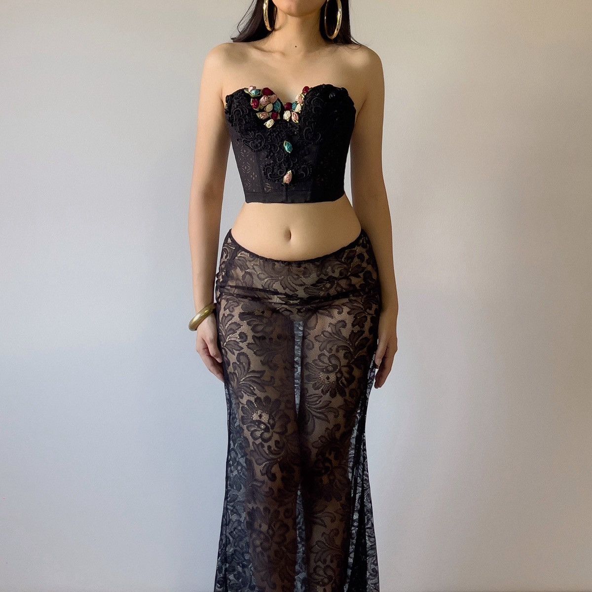 Vintage Vintage 1980's Black Lace Corset Top (32B/30C) Size ONE SIZE - 6 Thumbnail
