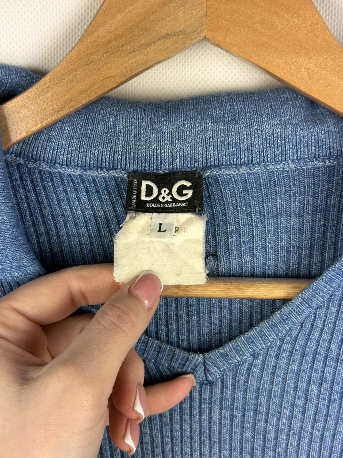 Dolce & Gabbana D&G Dolce & Gabbana Vintage S/s Knitted Rib Polo T Shirt Size US L / EU 52-54 / 3 - 8 Thumbnail