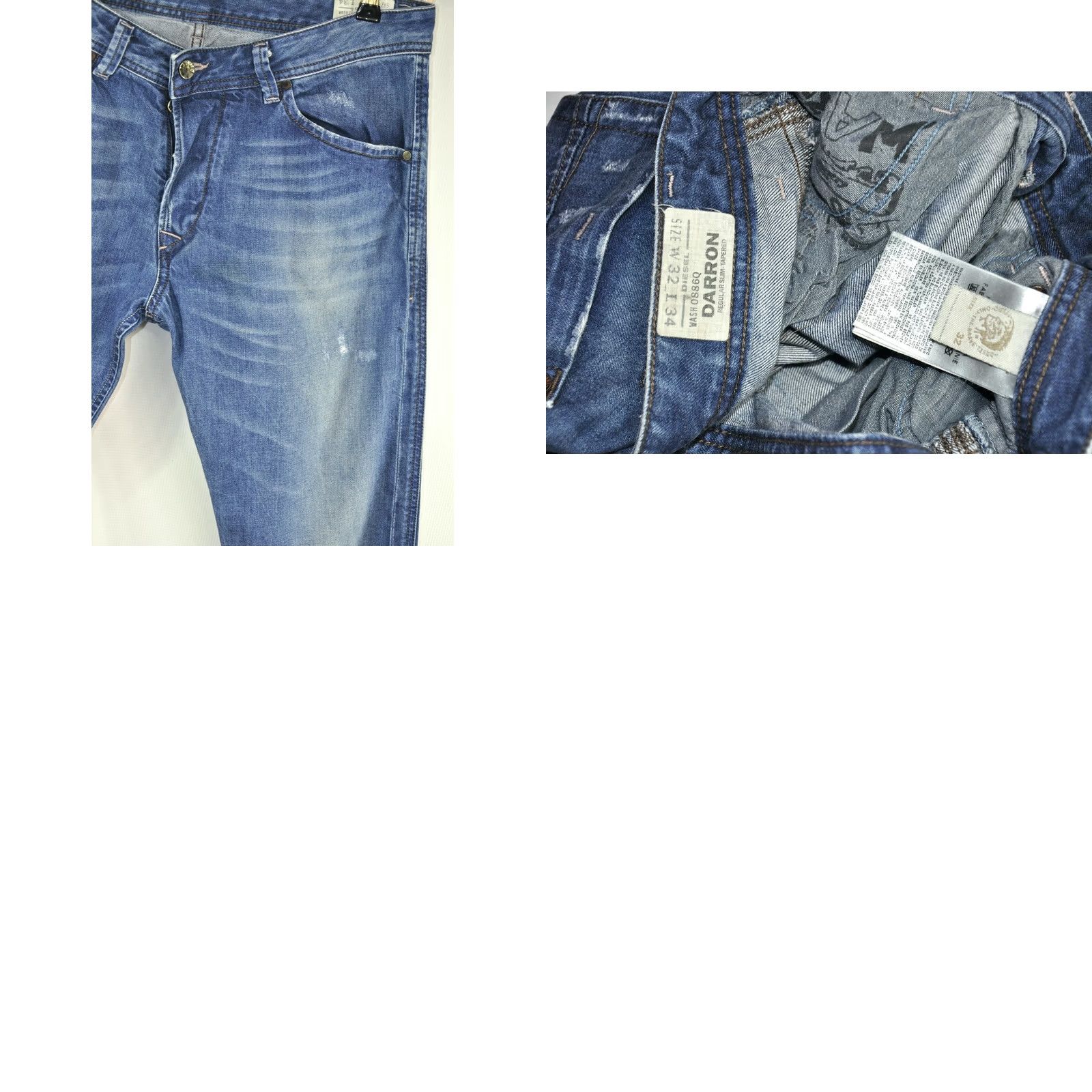 Diesel Diesel Darron 0886Q Regular Slim-Tapered Jeans Blue Mens W32/L34 Size US 32 / EU 48 - 8 Thumbnail