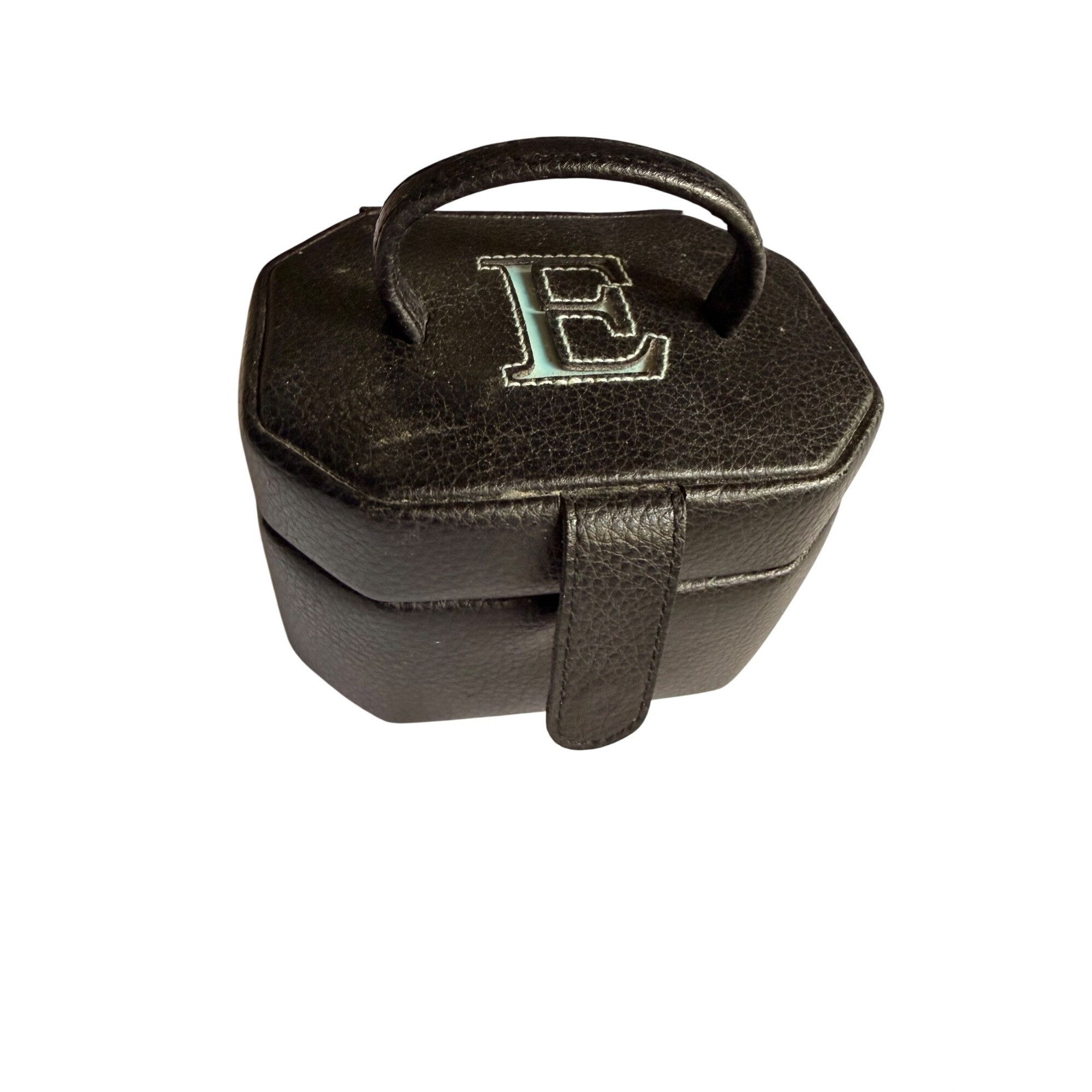 Other Black Faux Leather Jewelry Box With Mirror & Initial E Monog Size ONE SIZE - 3 Thumbnail