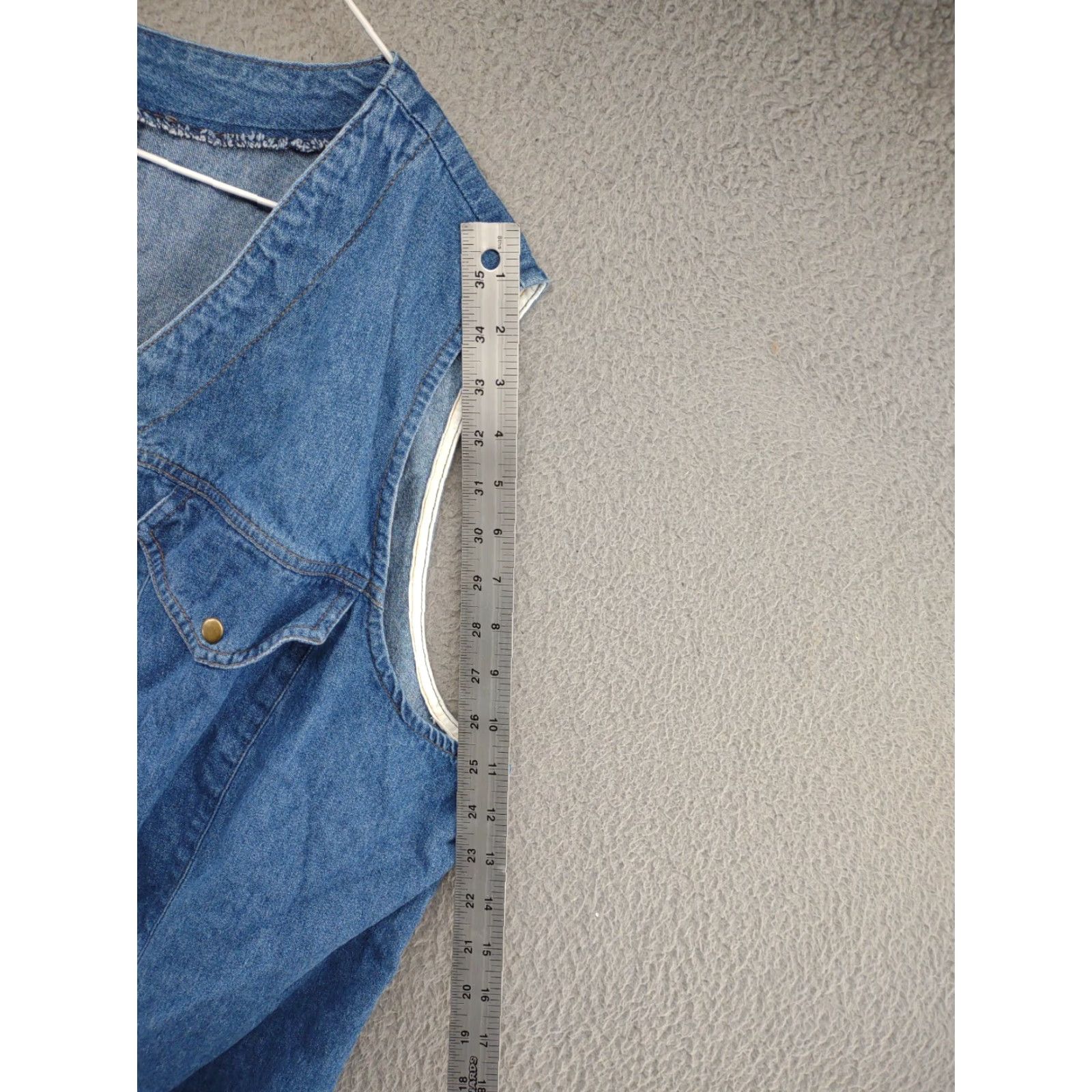 Denime VINTAGE 90s Denim Long Dress Women's Sleeveless Snap Up Tickets California Dress Denim Blue Rockabilly 6 Womens Size M / US 6-8 / IT 42-44 - 7 Thumbnail