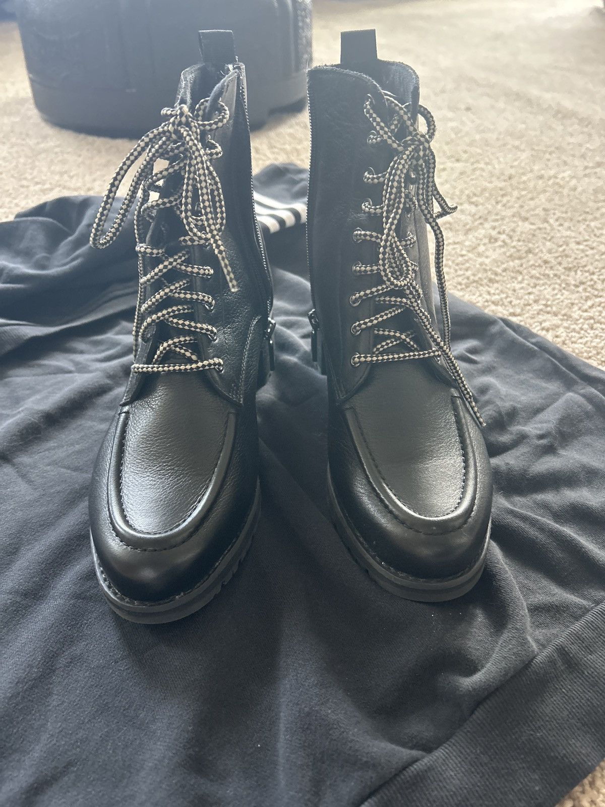 Murano Munro Black Leather Combat Boots – Size 8.5M – Arch Support Size US 8.5 / IT 38.5 - 1 Thumbnail