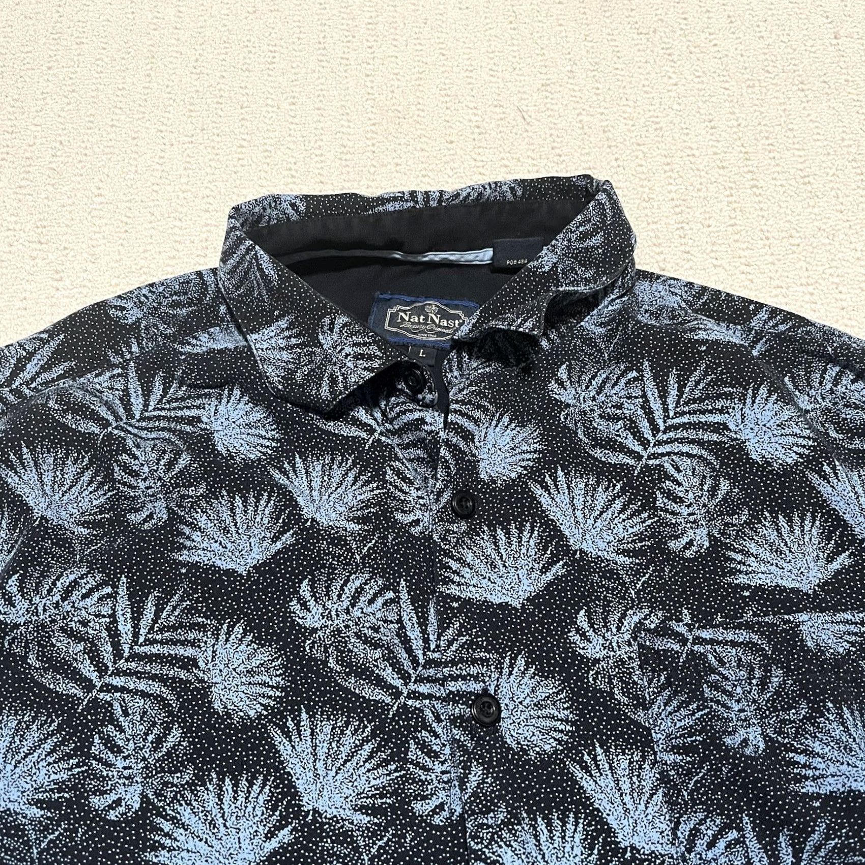 Nat Nast Nat Nast Shirt Hawaiian Silk Black Blue Button Up Camp Mens Large All Over Print Size US L / EU 52-54 / 3 - 2 Thumbnail
