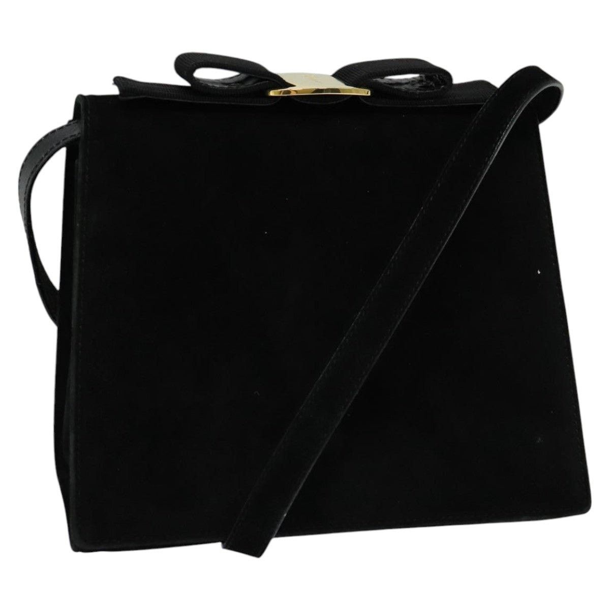 Salvatore Ferragamo Salvatore Ferragamo Vala Shoulder Bag Suede Black Gold Size ONE SIZE - 1 Thumbnail
