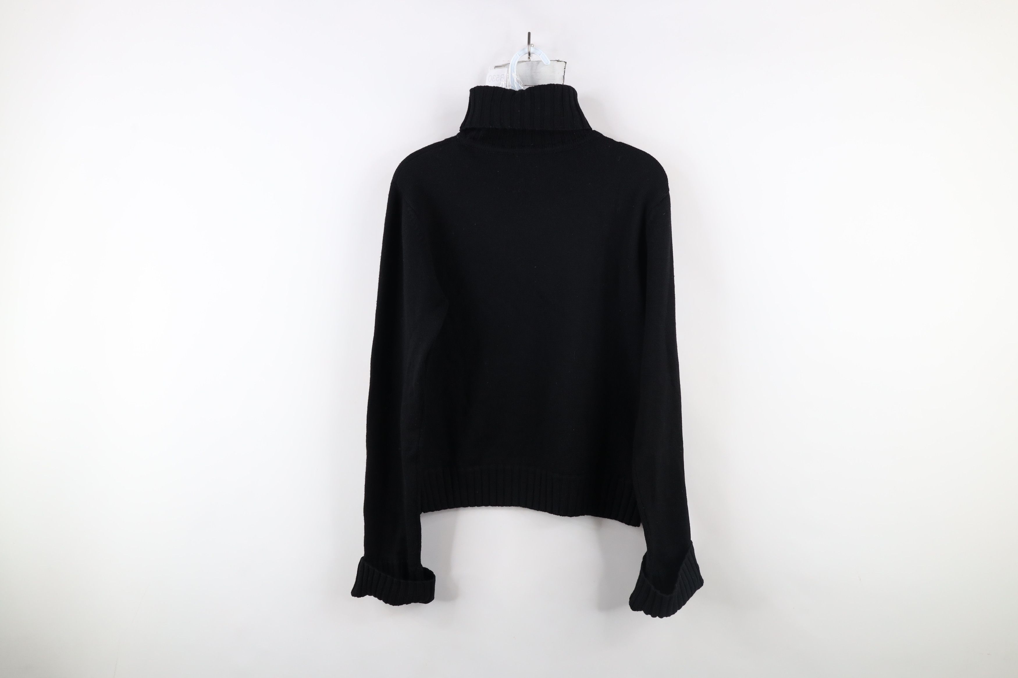 DKNY × Vintage Vintage 90s DKNY Blank Wool Knit Turtleneck Sweater Black Size L / US 10 / IT 46 - 7 Thumbnail