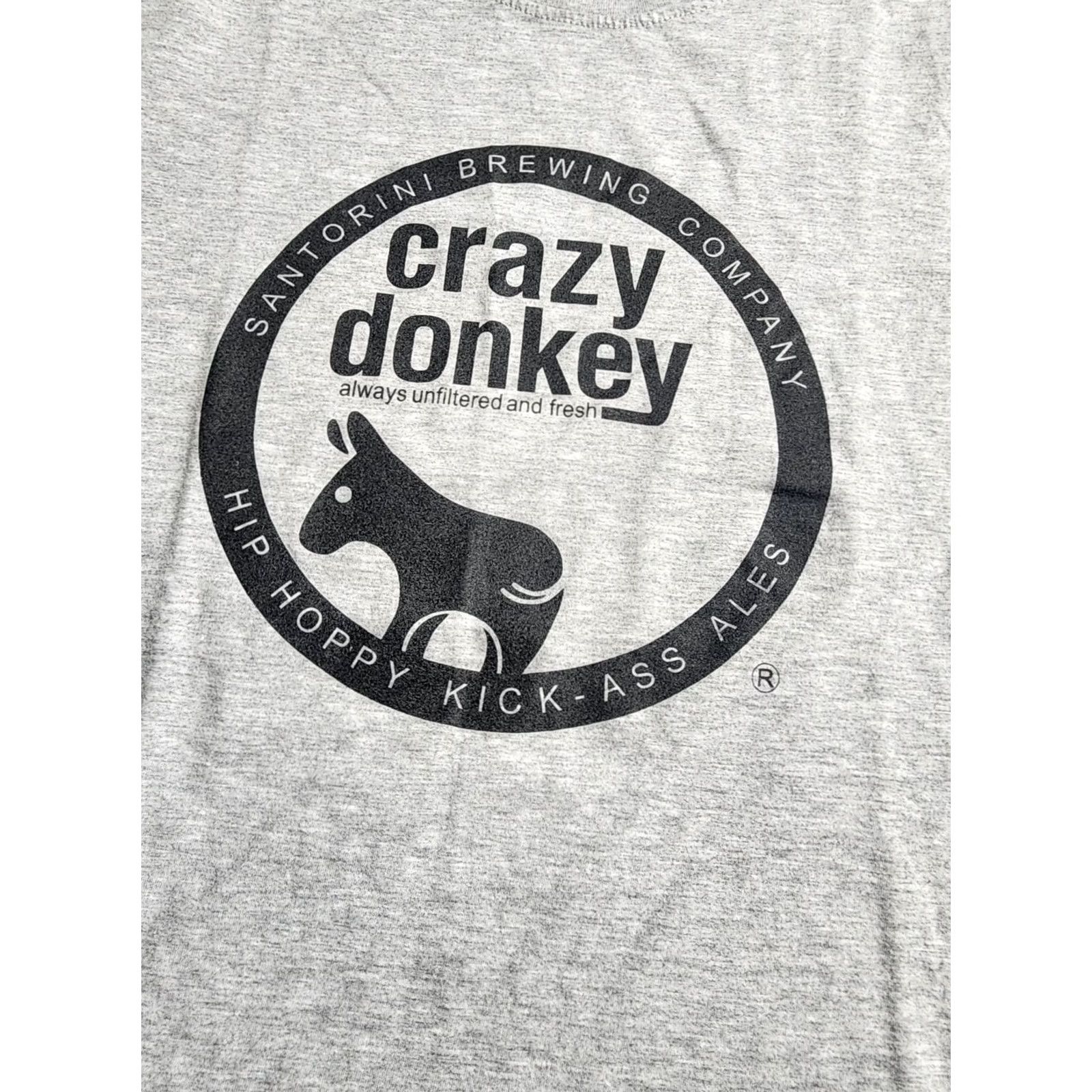 Vintage Womens T-Shirt Crazy Donkey Santorini Brewing Co. Greece Beer Gray L 100% Cotton Crew Neck Short Sleeve Shirt Womens Size L / US 10 / IT 46 - 5 Thumbnail