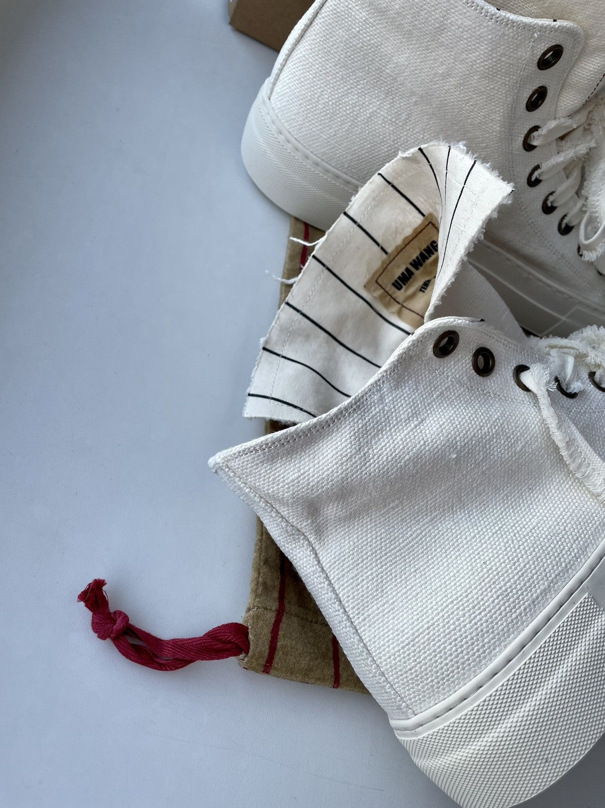 Uma Wang Uma Wang White Canvas Tennis Shoe Hi Top Sneakers Size 43 Size US 9.5 / EU 42-43 - 7 Thumbnail