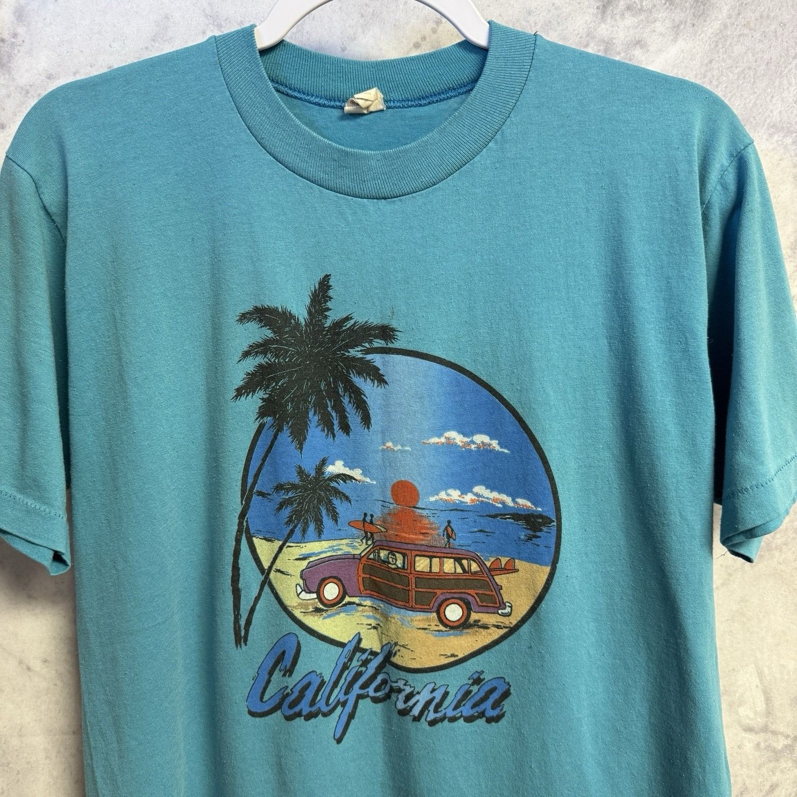 Vintage Vintage 80s California T Shirt Mens L Blue Single Stitch Bea Size US XL / EU 56 / 4 - 1 Thumbnail