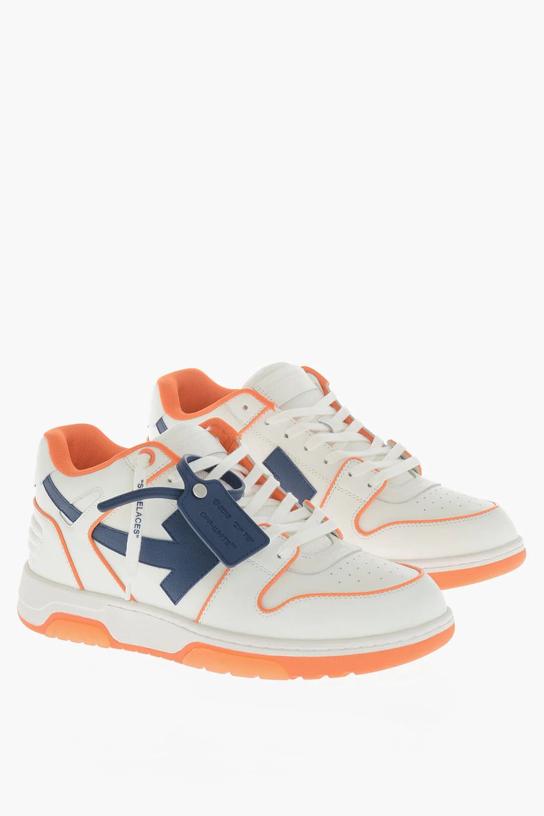 Off-White og1mm0426 Leather Low-Top Sneakers in Orange & White Size US 14 / EU 47 - 3 Thumbnail