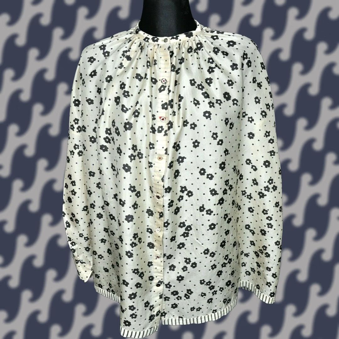 Roper PERO 100% SILK Blouse Flower Women's Size 38 Multicolor Floral Round Neck Long Sleeve Modern Blouse Womens Size XS / US 0-2 / IT 36-38 - 1 Thumbnail
