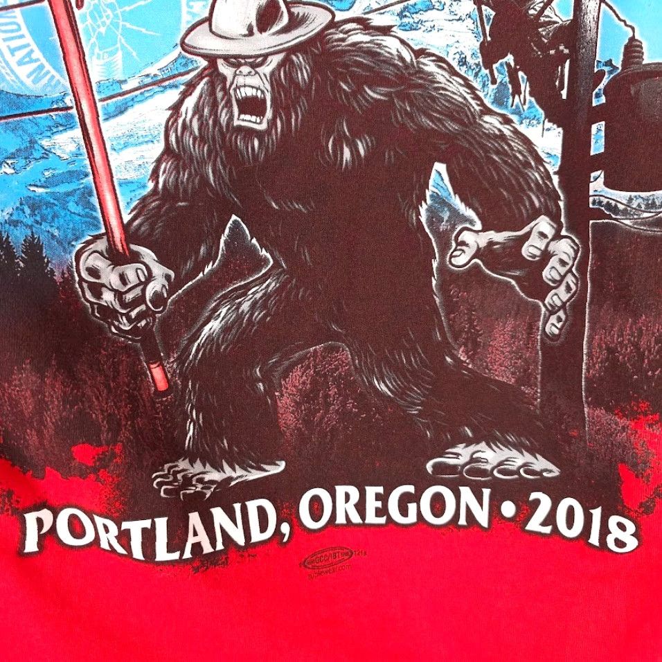 Vintage Bayside T Shirt Mens Small Red 2018 Sasquatch Pacific Northwest Lineman Rodeo USA Size US S / EU 44-46 / 1 - 6 Thumbnail