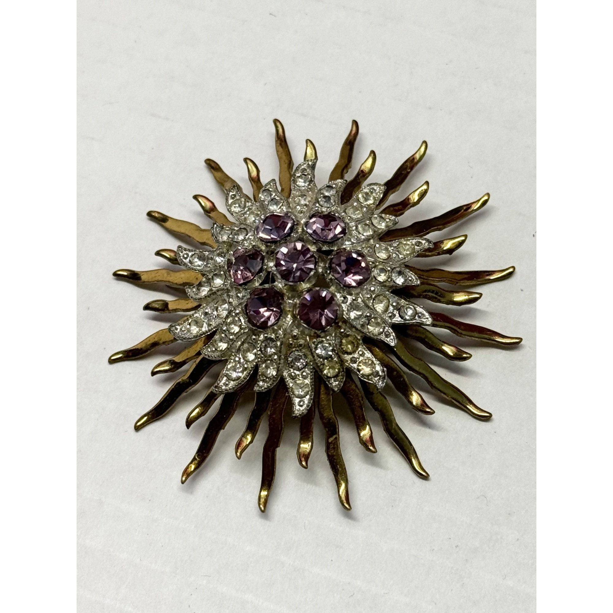 Vintage Vintage purple starburst rhinestone brooch pin Size ONE SIZE - 2 Thumbnail